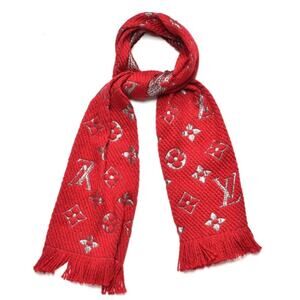LOUIS VUITTON Wool Silk Logomania Shine Scarf in Rubis*BRAND-NEW with COA